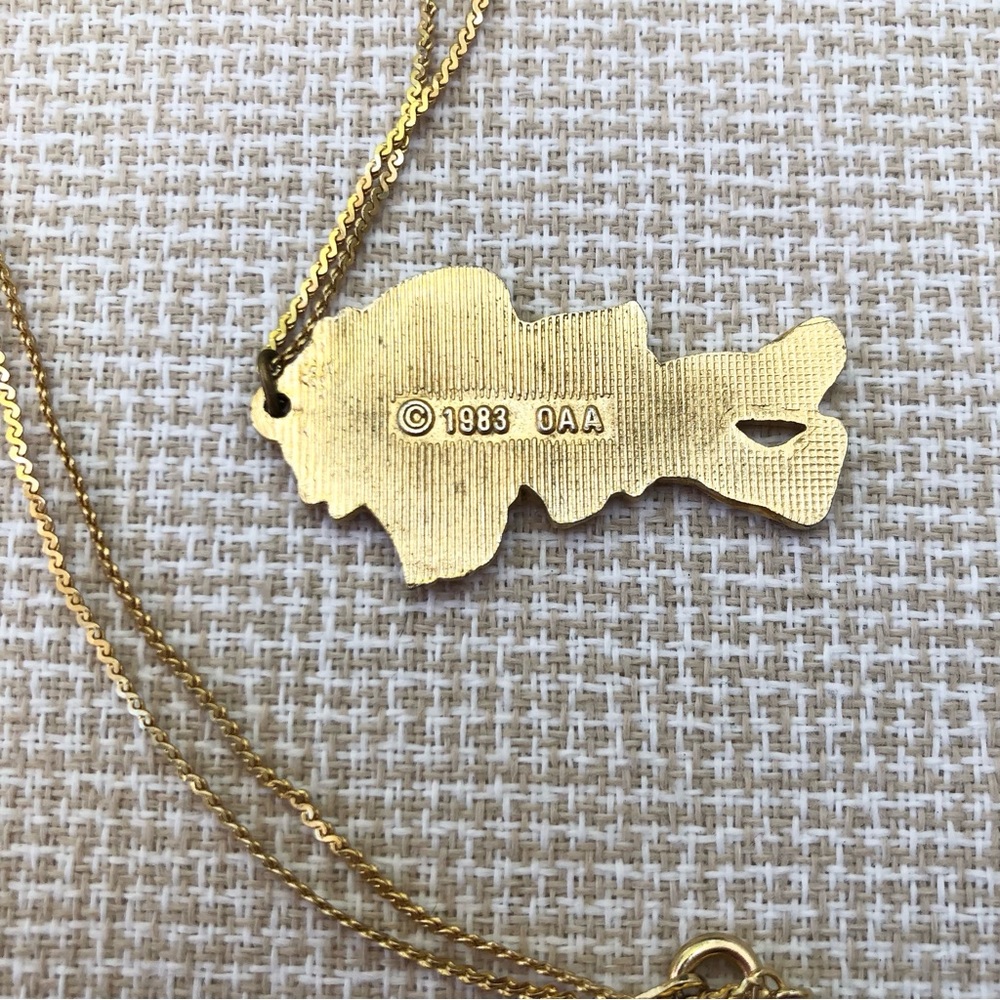 Cabbage Patch Kid  80's Doll Necklace gold tone orange red hair vintage - Picture 6 of 6